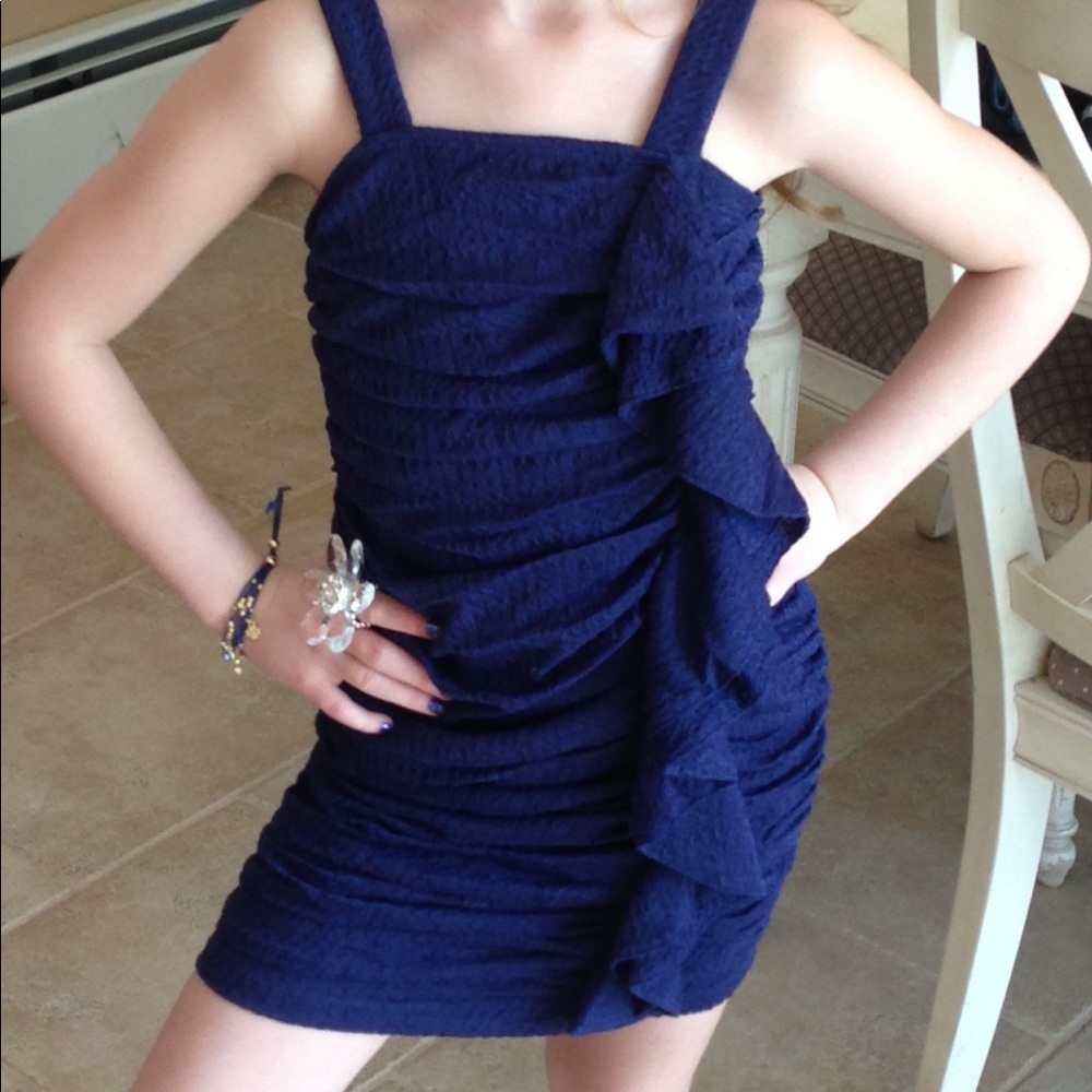 Elisa B size 7 dress navy blue